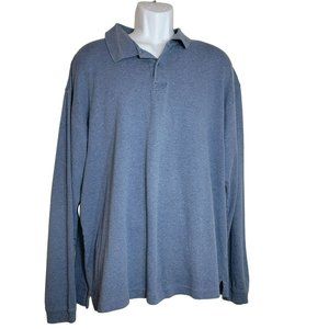 Izod Men's XXL Blue Long Sleeve Polo Shirt, 100% Cotton EUC